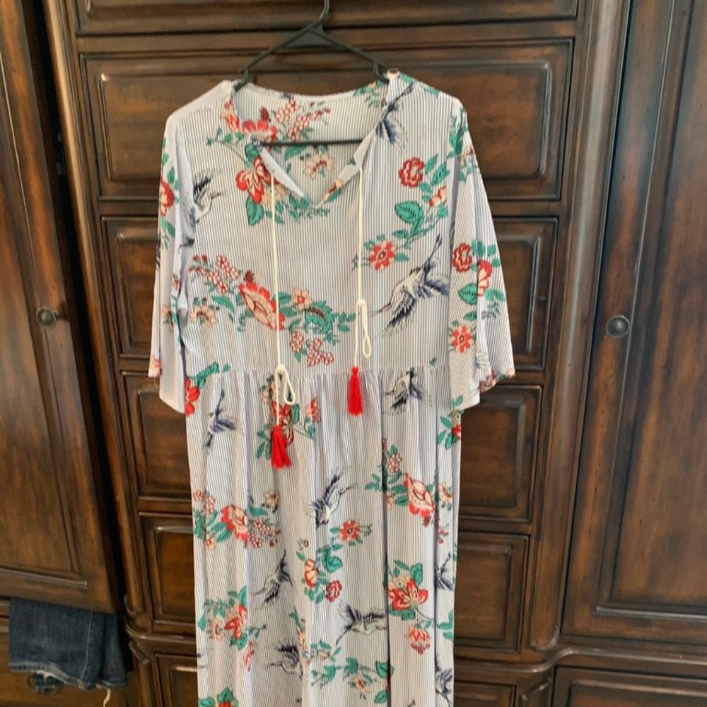 SHEIN Floral striped maxi dress - M